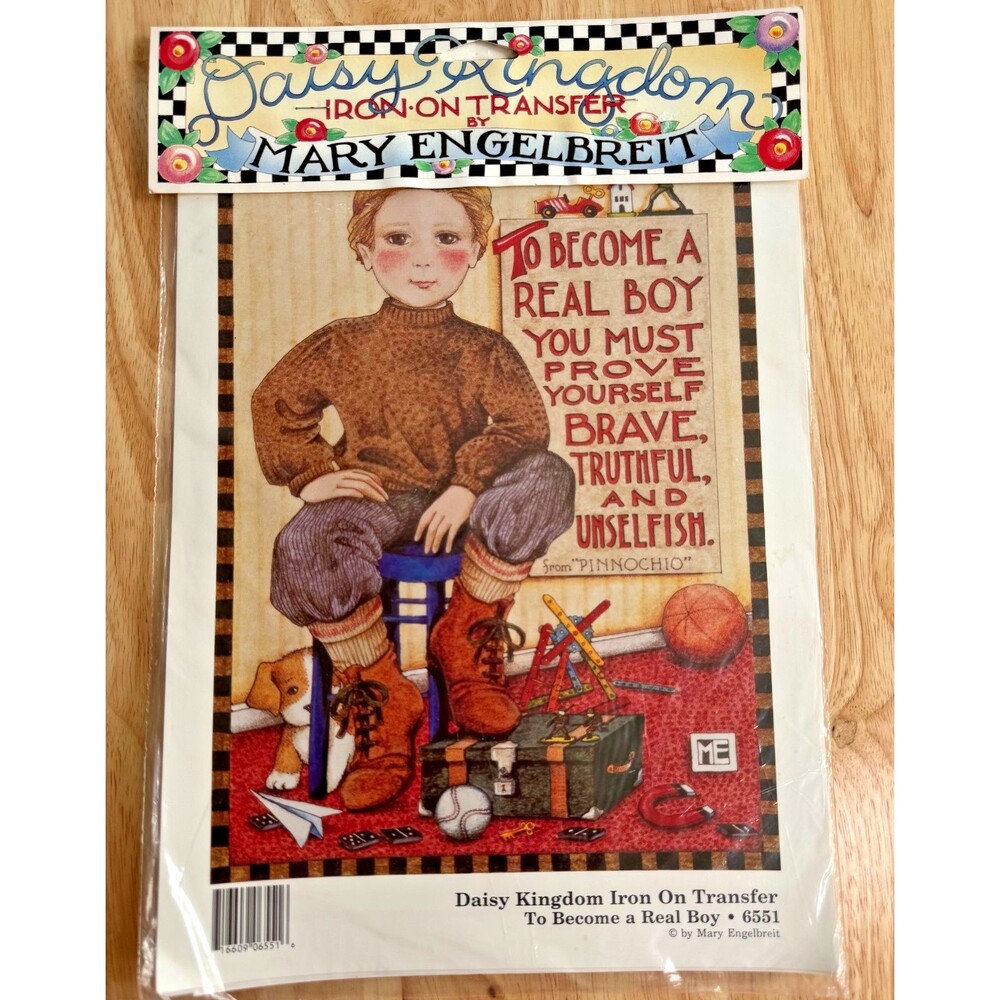 Mary Engelbreit Daisy Kingdom Iron-On Transfer 1990, Become A Real Boy #6551